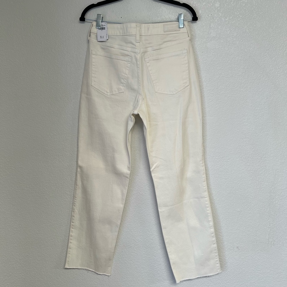 Hollister Ultra High Rise Vintage Straight Jeans Cream White Raw Hem Size 5L W27 - Picture 5 of 7
